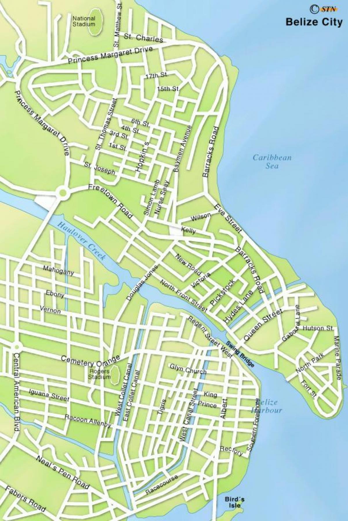 kort over Belize city gader