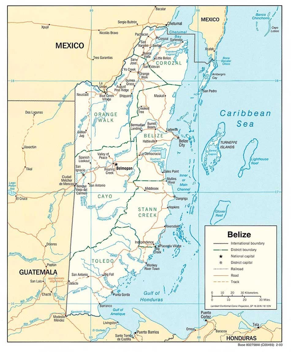 Belize floder kort