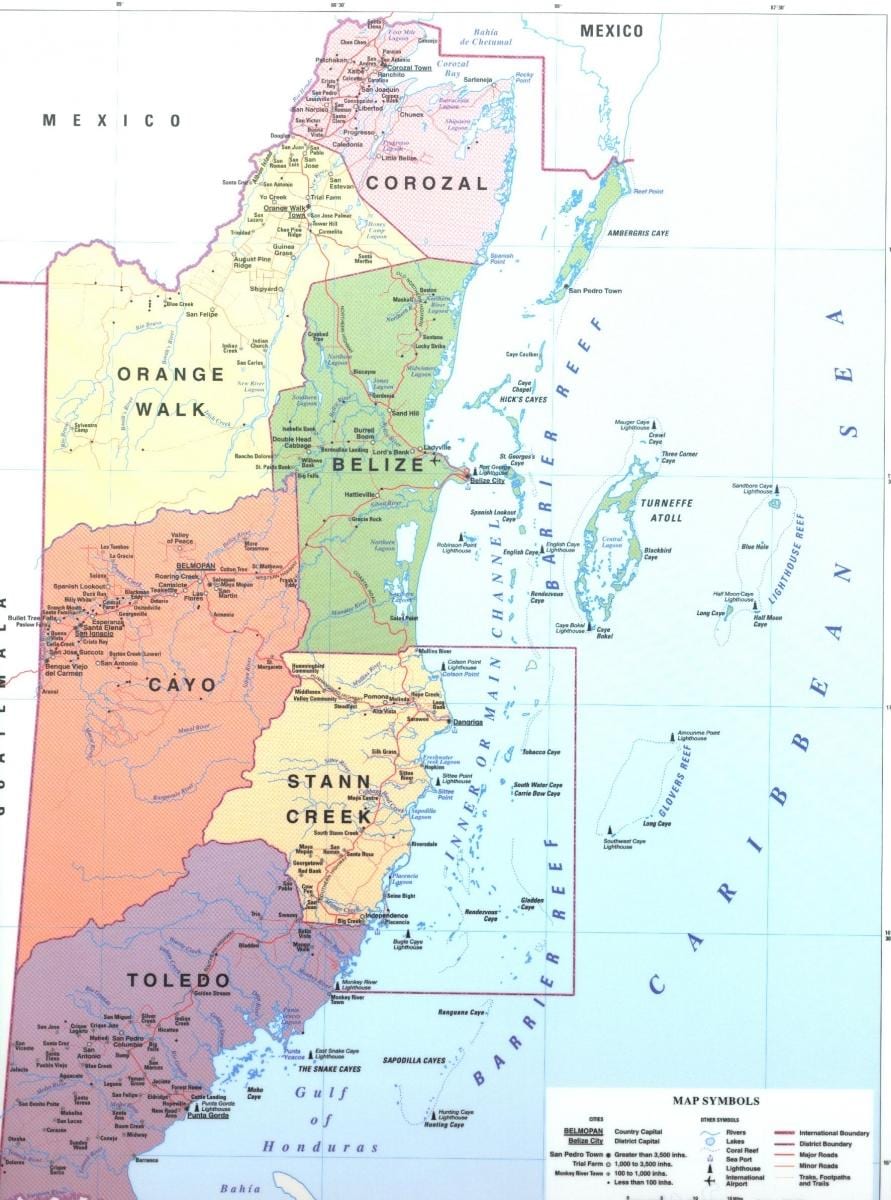 Kort over Belize kvarter