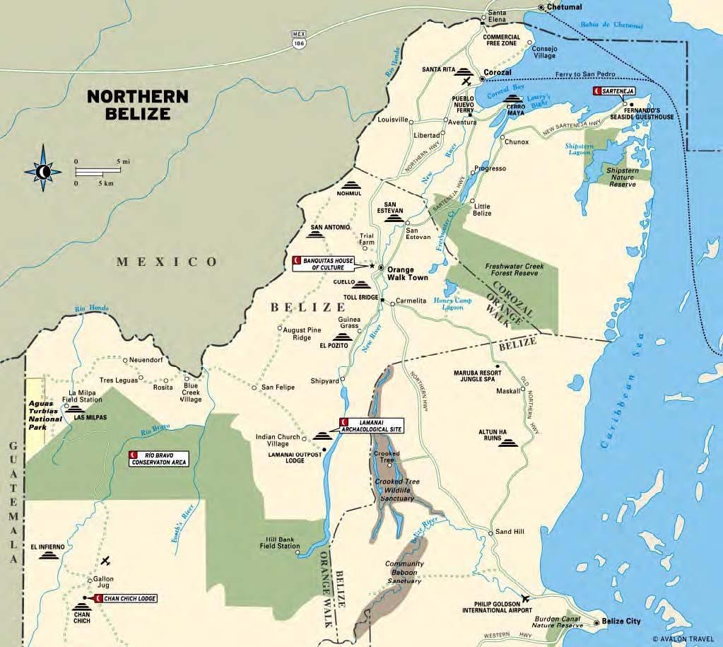 Kort over sibun Belize-floden