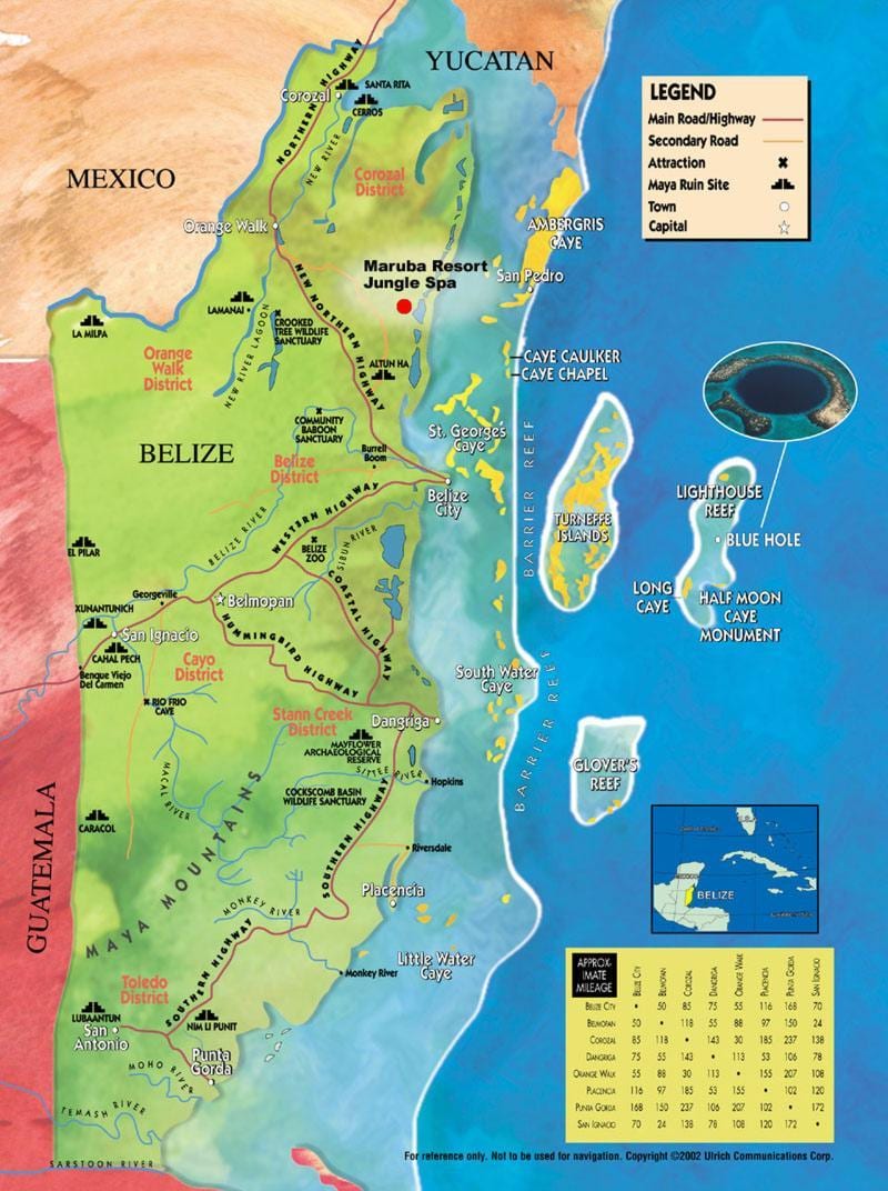 Kort over tobacco caye Belize
