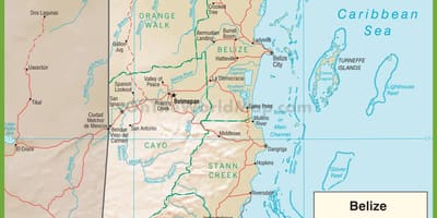 Belize motorvej kort