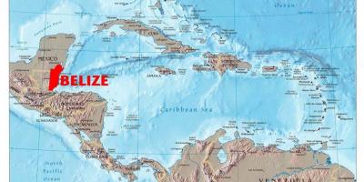 Kort over Belize i mellemamerika