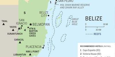 Kort over Belize strande