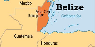 Kort over Belize belmopan