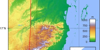 Kort over den fysiske Belize