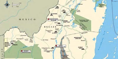 Kort over sibun Belize-floden
