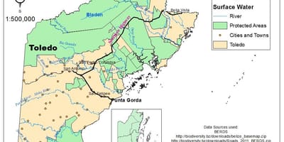 Kort over toledo distrikt Belize
